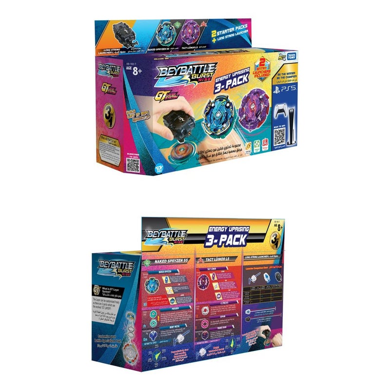 Beyblade Bbattle Burst Rise Series 5 Energy Uprising Spinning Tops 3-Pack - Image 2